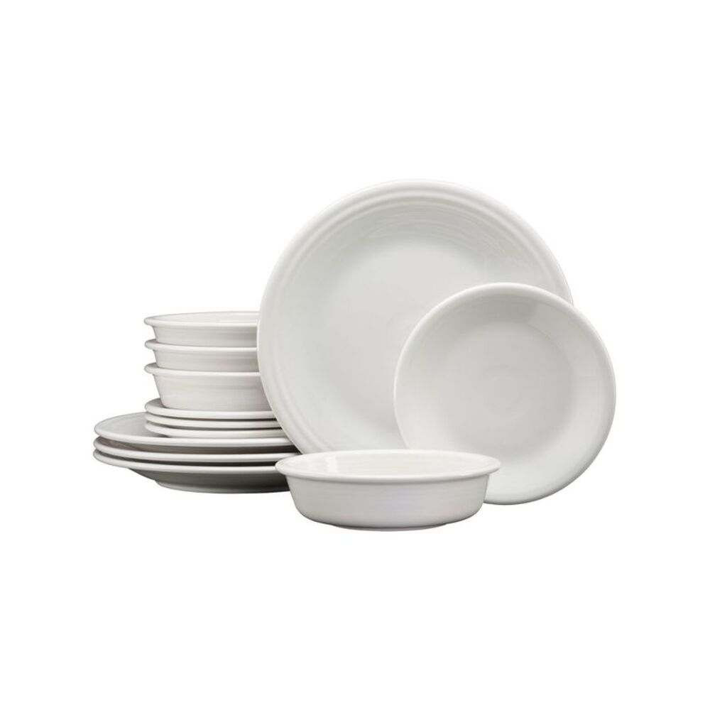 Fiesta Classic Rim 12-Piece Dinnerware Set White - NIB